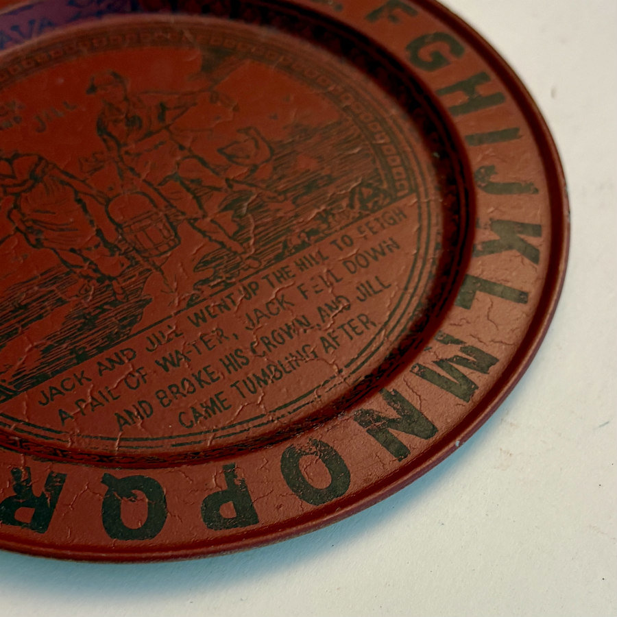 SOLD: Vintage Jack and Jill Alphabet Tin Plate