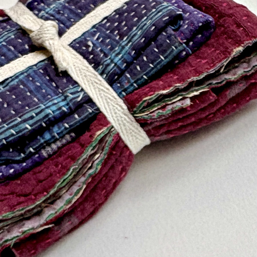 Kantha Stitch Large Scrap Bundle: Jewel