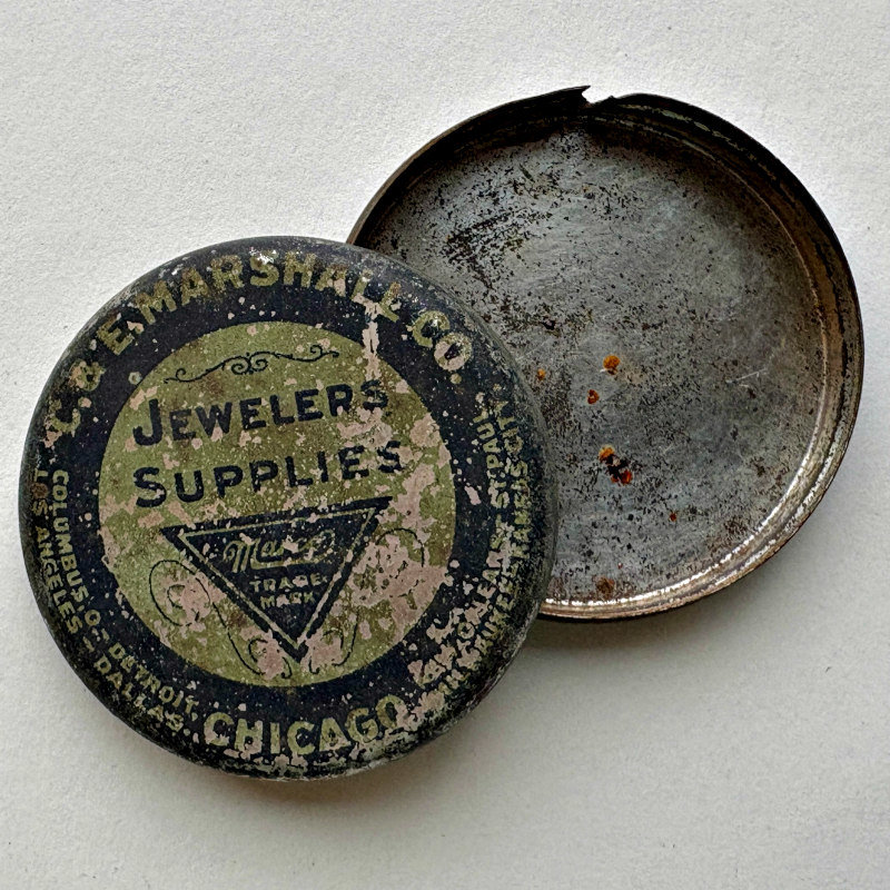 SOLD: Vintage Round Tin: Jewelers Supplies