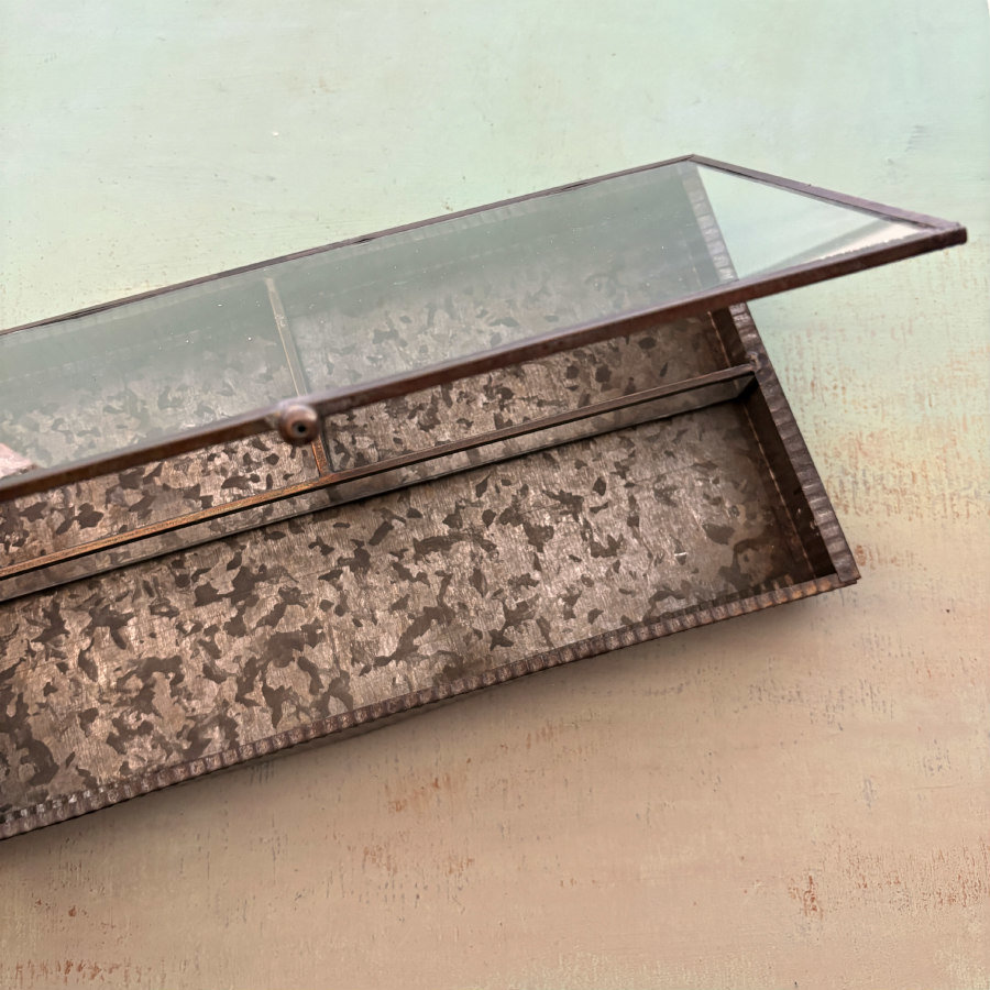Brass and Leaded Glass Box: Long