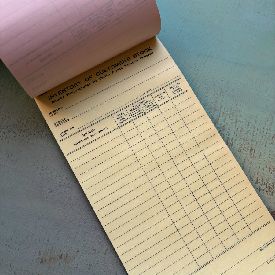 Vintage US Tobacco Company Inventory Book 2