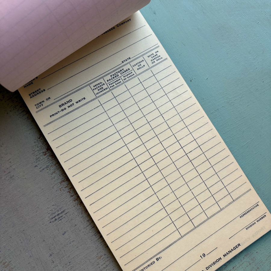 Vintage US Tobacco Company Inventory Book 1