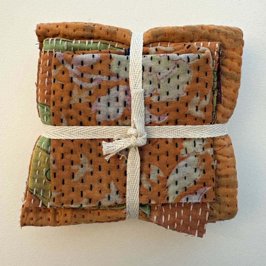 Kantha Stitch Large Scrap Bundle: Mandarin 2
