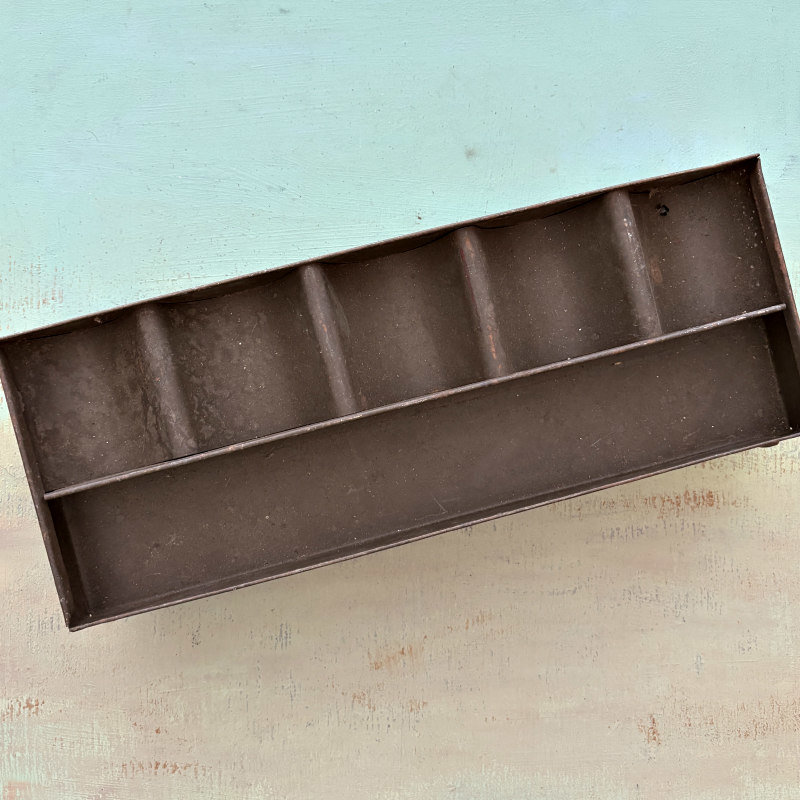 Vintage Black Metal Cash Tray with Stand
