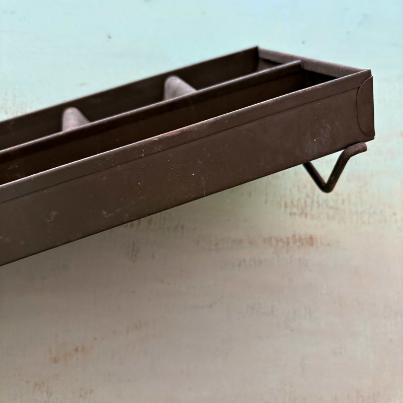 Vintage Black Metal Cash Tray with Stand