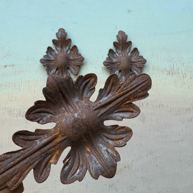 SOLD: Rusted Foliage Metal Elements: Trio