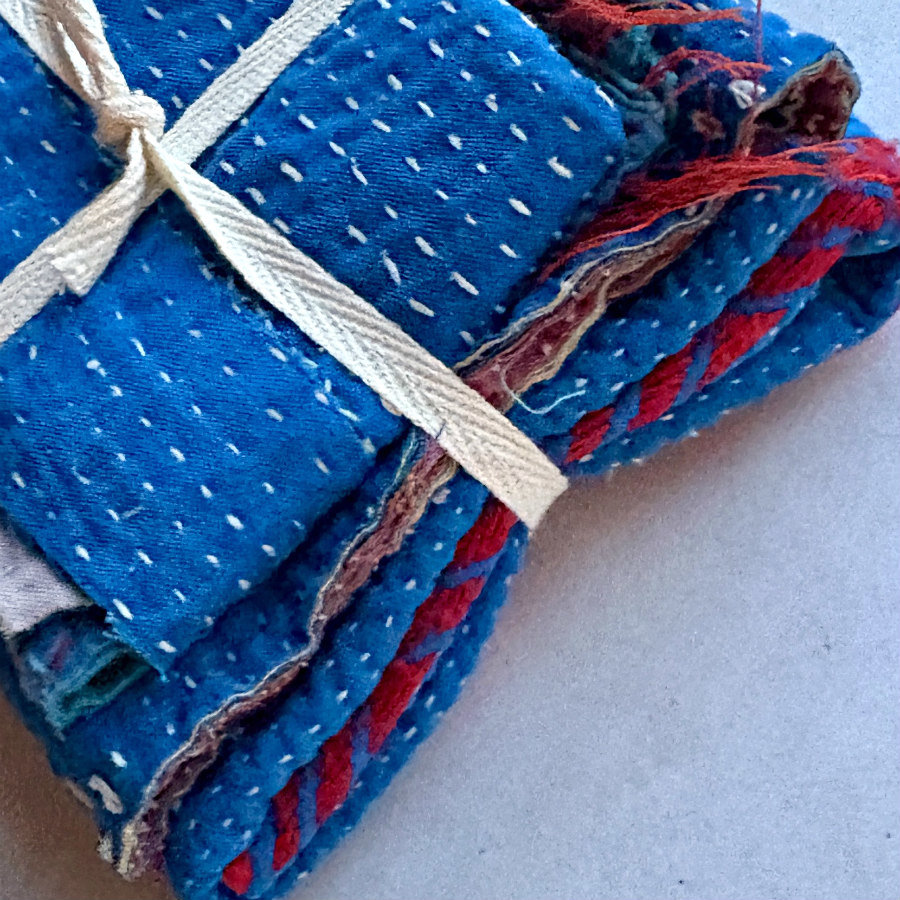 NEW: Kantha Stitch Scrap Bundle: The Blues 2