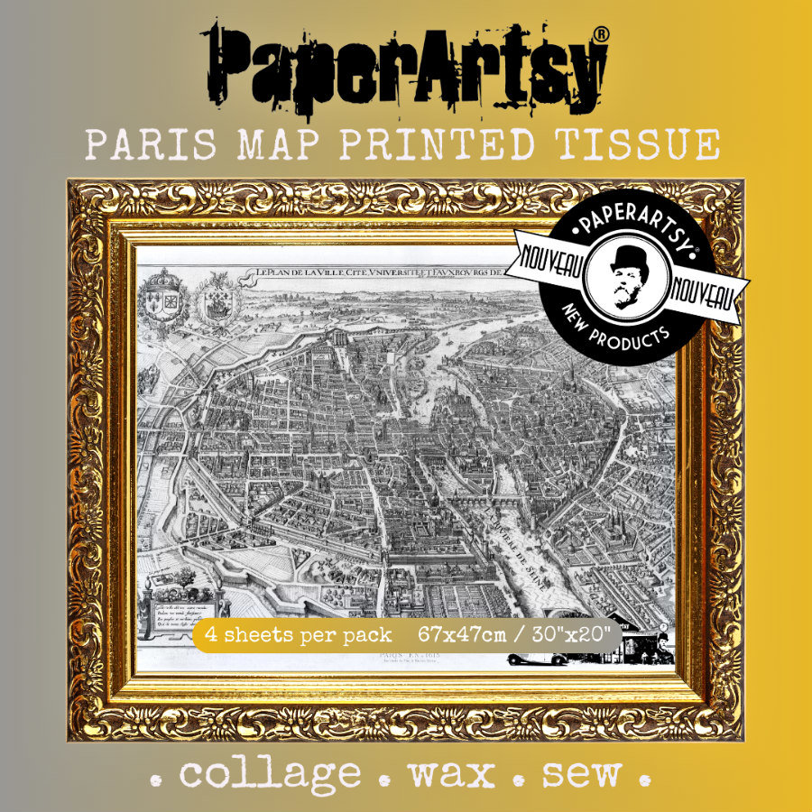 PaperArtsy Printed Tissue Collage Paper: Paris Map