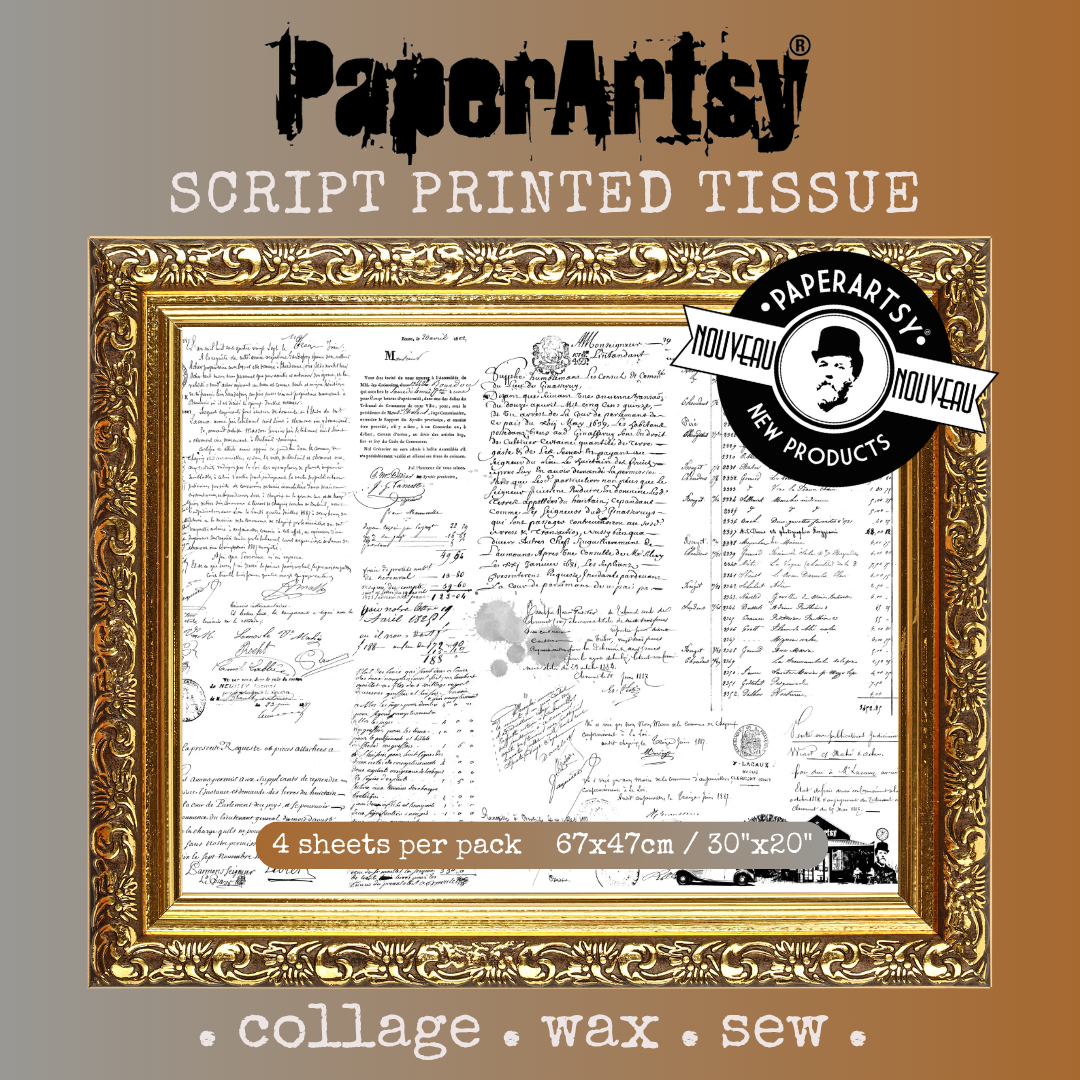 PaperArtsy Printed Tissue Collage Paper: Script