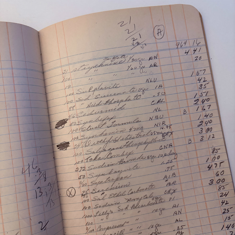 SOLD: Fascinating Vintage Ledger: Pill Case