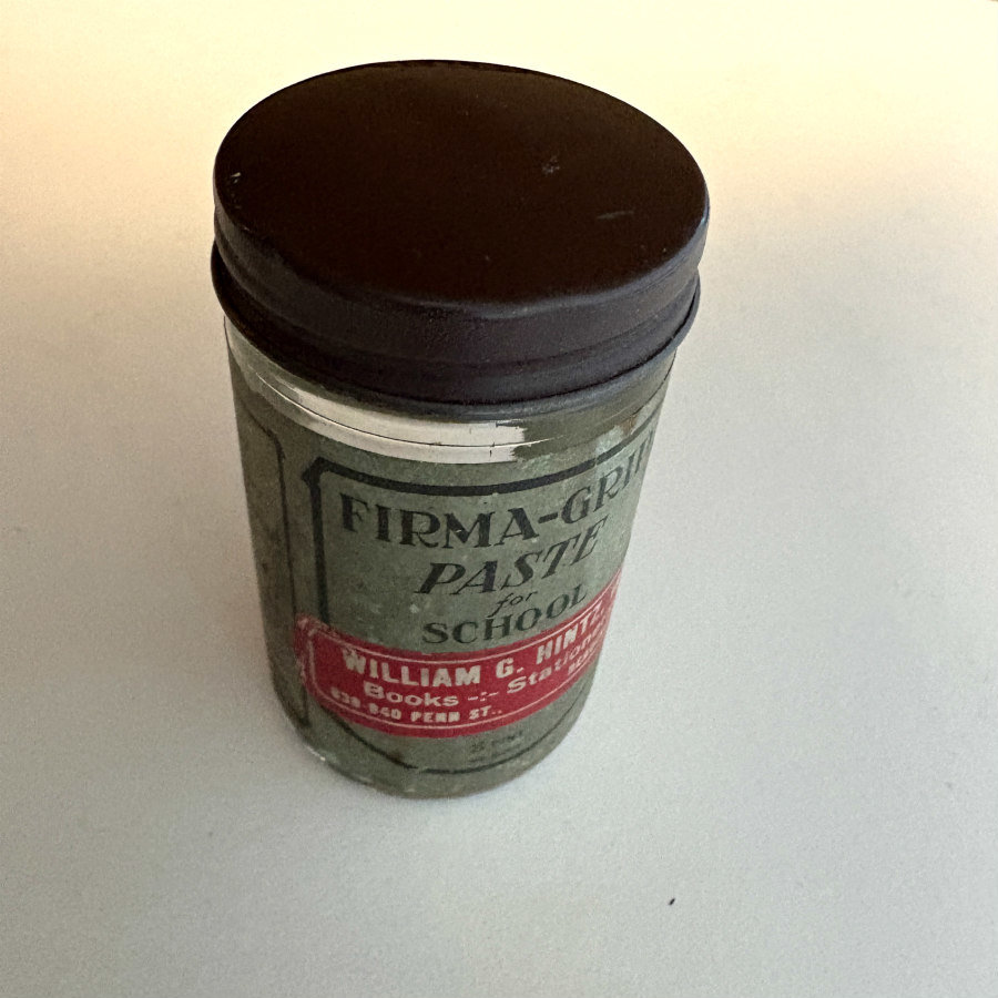 SOLD: Vintage Firma-Grip Paste Glass Jar
