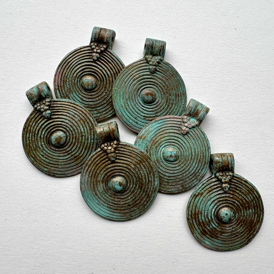 African Spiral Patinaed Pendant 