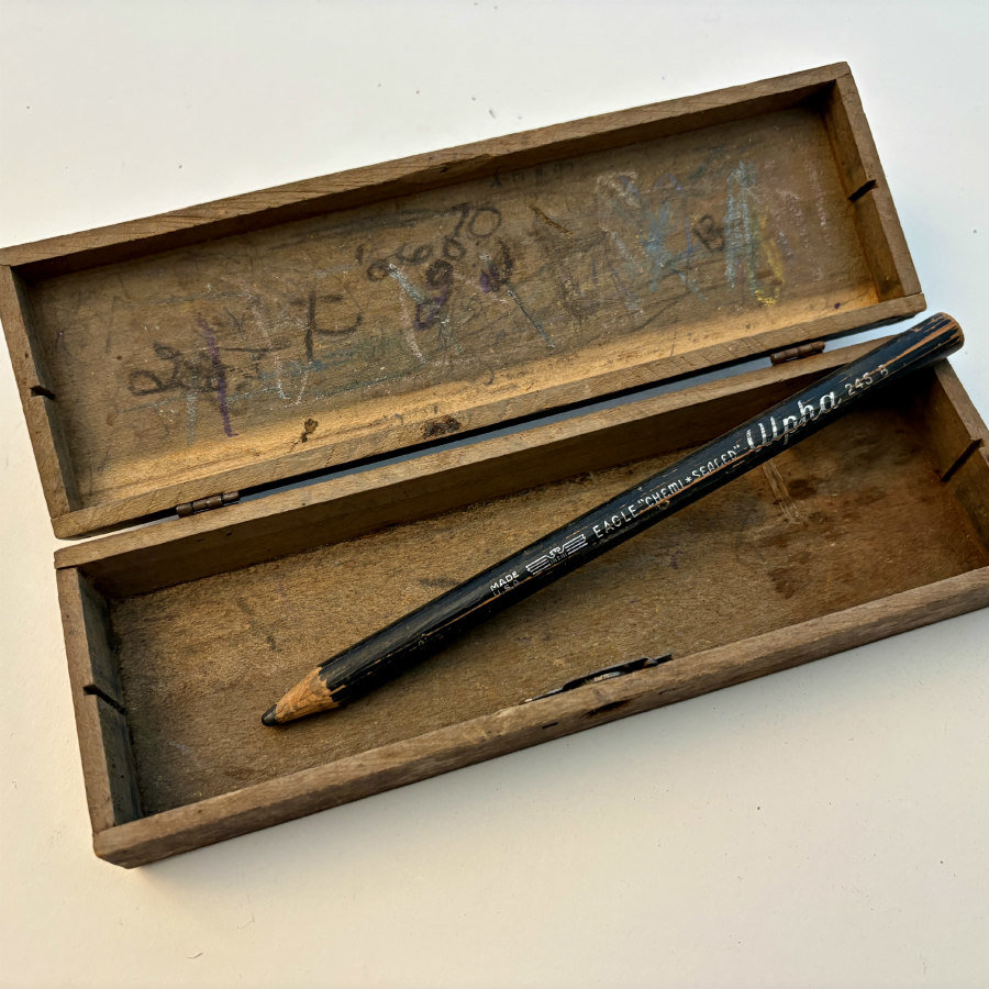SOLD: Vintage Mid-Century Wooden Pencil Box