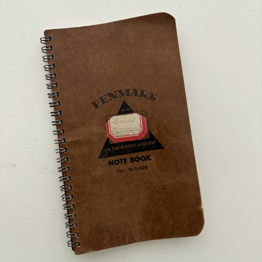 Vintage Spiral Notebook Ledger: 1958