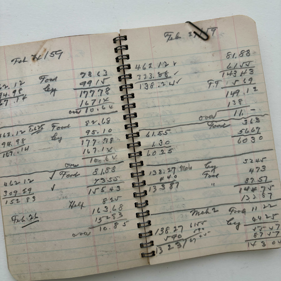 Vintage Spiral Notebook Ledger: 1958