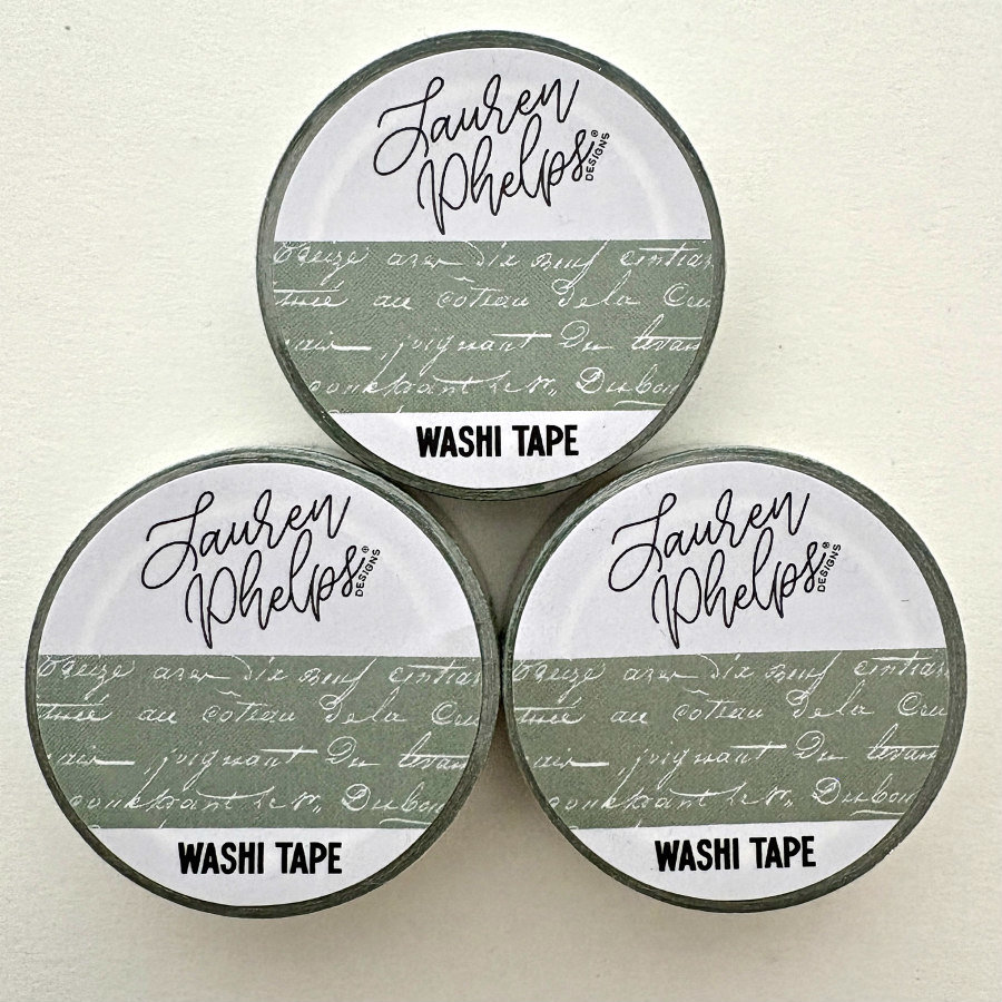 Lauren Phelps Designs Washi Tape: French Text Sage