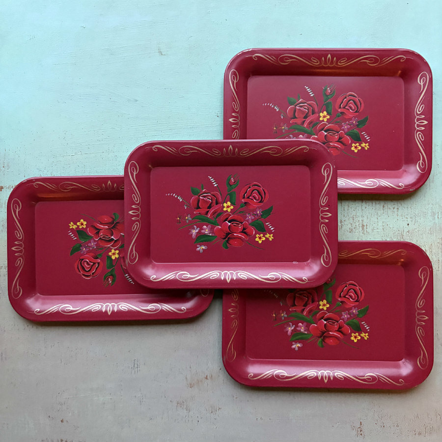 Vintage Floral Tin Tray 
