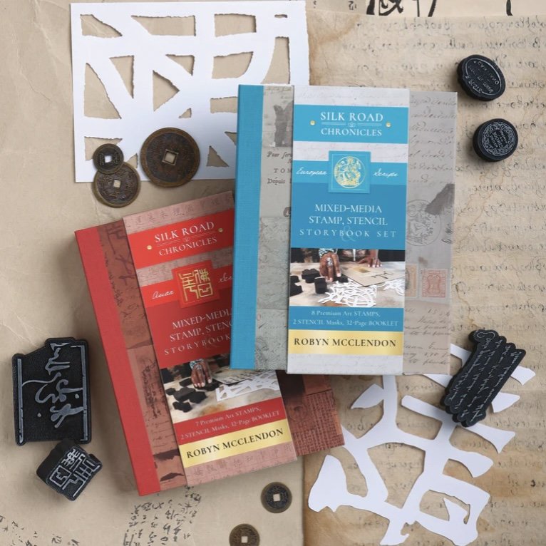 Robyn McClendon Mixed-Media Stamp, Stencil, and Storybook Set: Asian Scripts