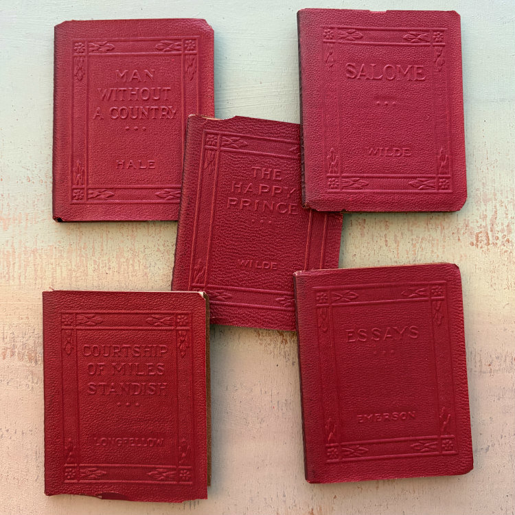 SOLD: Mini Red Luxart Library Books: Set 1