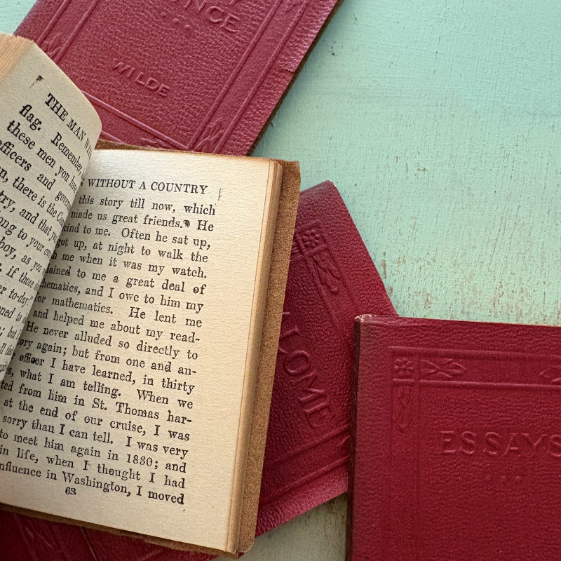 SOLD: Mini Red Luxart Library Books: Set 1