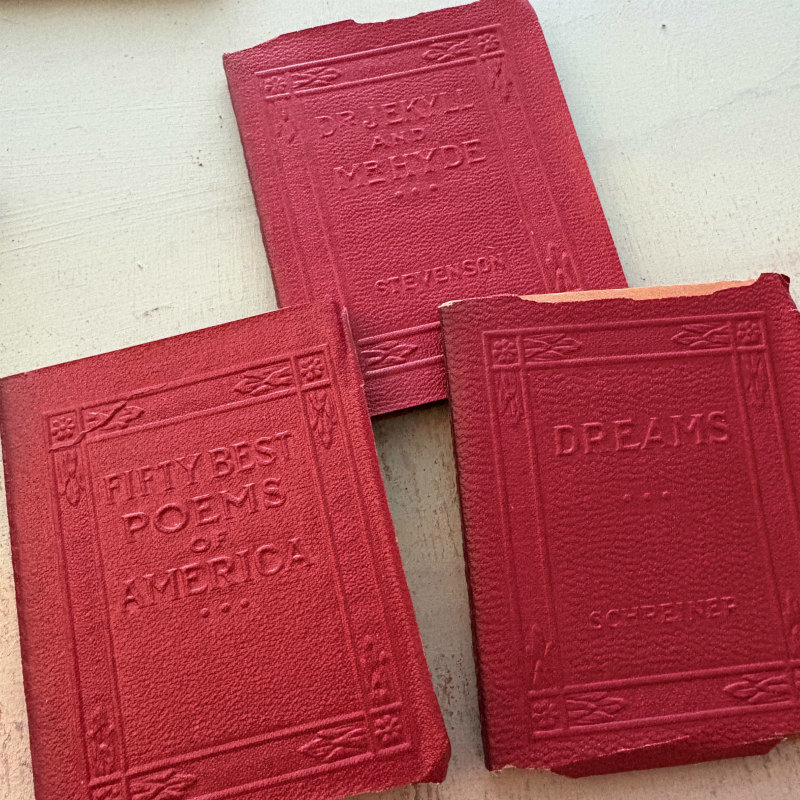 SOLD: Mini Red Luxart Library Books: Set 2