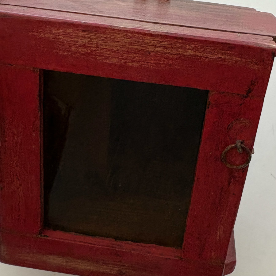 Rustic Teak Wood Clock Box: Red Medium