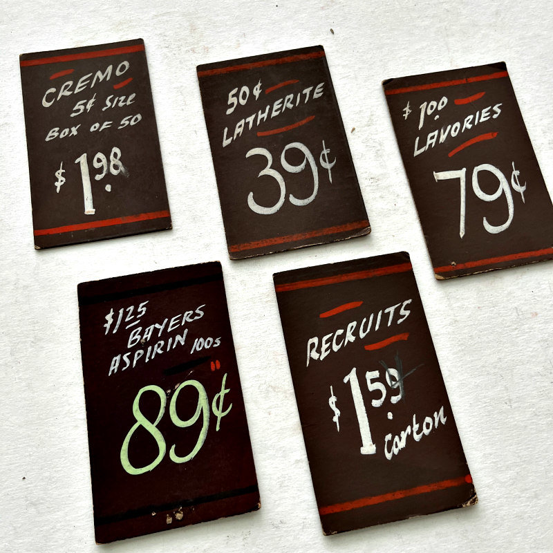 SOLD: Antique Grocery Price Card Set