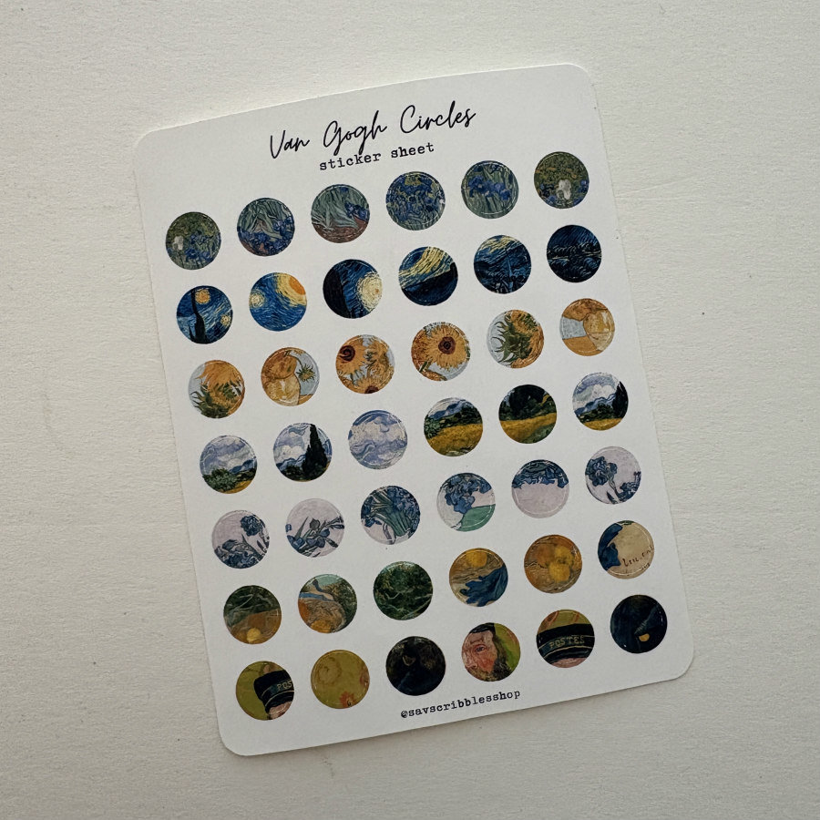 Savannah Scribbles Circle Stickers: Van Gogh
