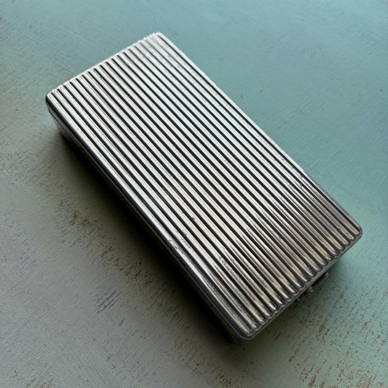 SOLD: Vintage Silver Ribbed Travel Case