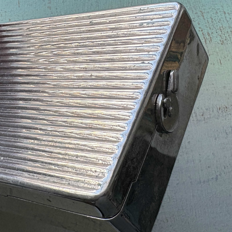 SOLD: Vintage Silver Ribbed Travel Case