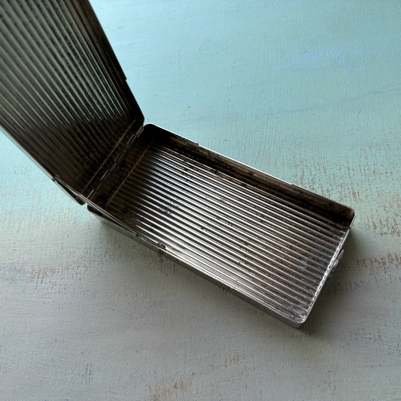 SOLD: Vintage Silver Ribbed Travel Case