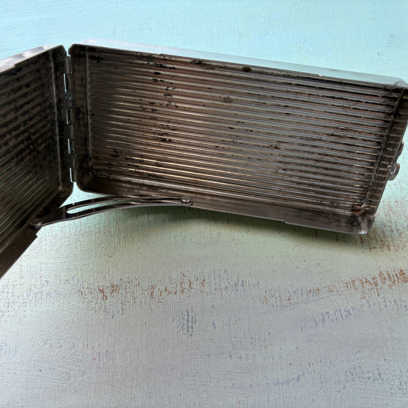 SOLD: Vintage Silver Ribbed Travel Case