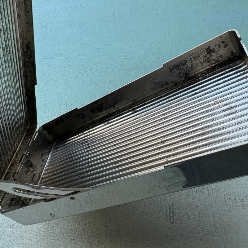 SOLD: Vintage Silver Ribbed Travel Case