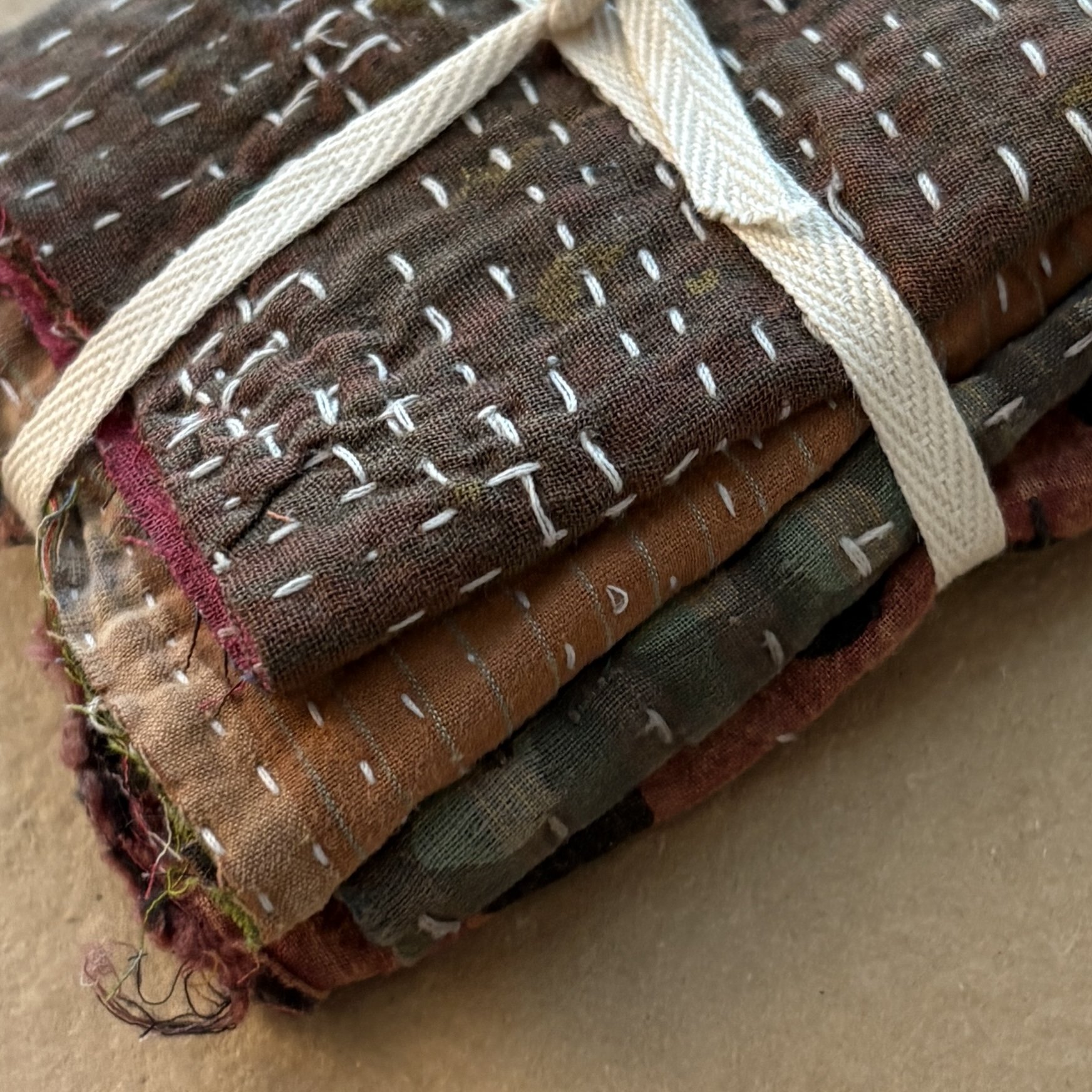 Kantha Stitch Small Scrap Bundle: Earth 2