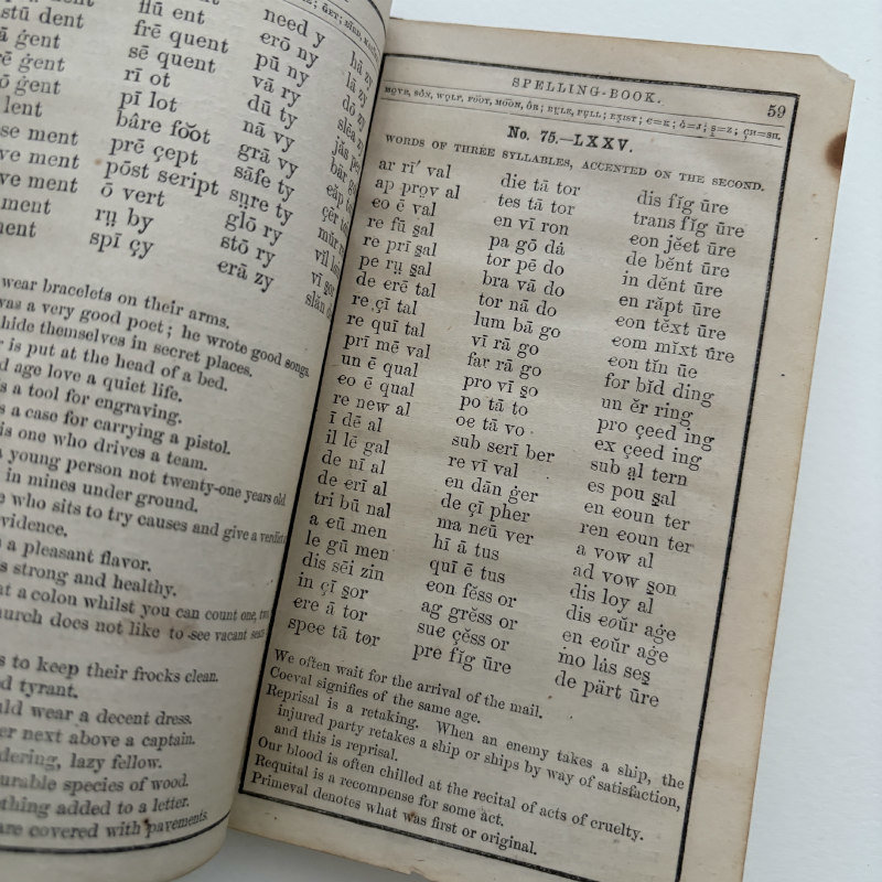 SOLD: 1850's The Elementary Spelling Book