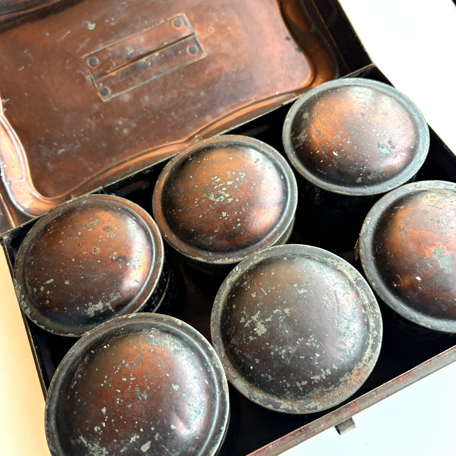 Antique Spice Caddy with Round Tins