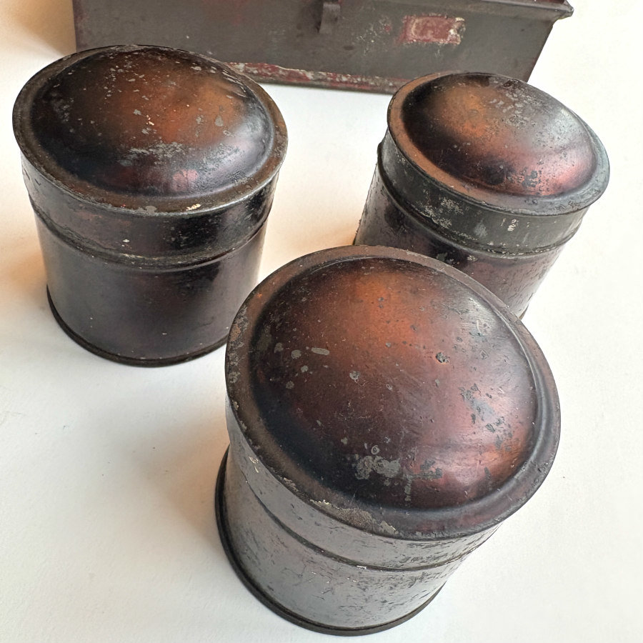 Antique Spice Caddy with Round Tins