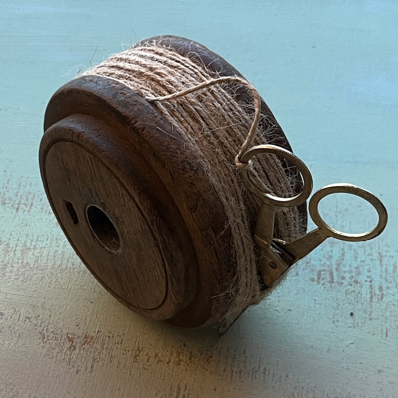 Antique Flat Twine Spool with Scissors