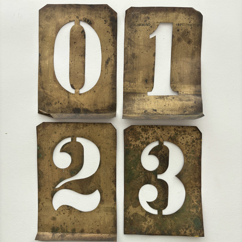 SOLD: 1890 LARGE Brass Numbers Set: 0-9 