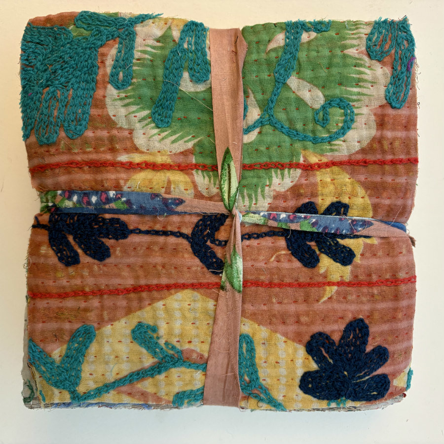 SOLD: Hand Stitched & Embroidered Kantha Bundle: Large 4