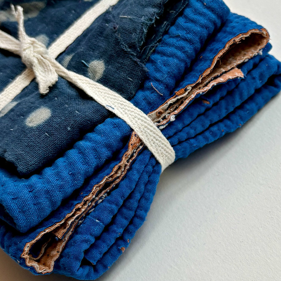 Kantha Stitch Large Scrap Bundle: The Blues 1
