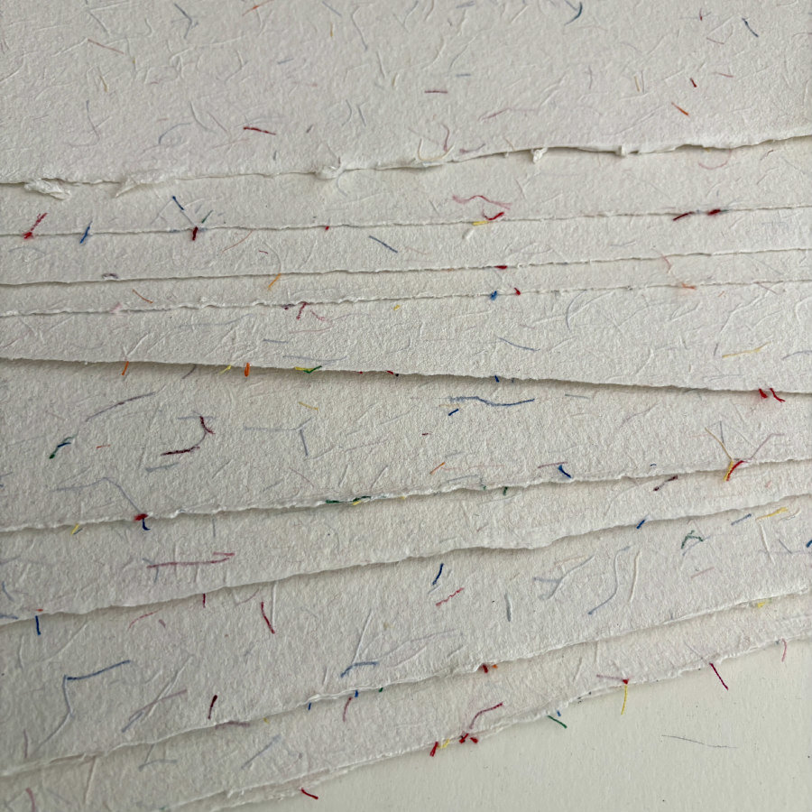 SOLD OUT: French Handmade LARGE Paper: Thread Inclusions