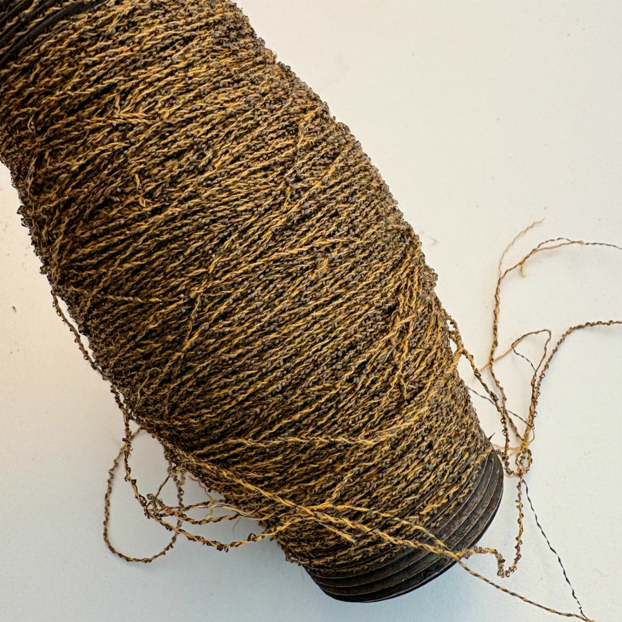 SOLD: Ribbed Metal Tube Wrapped with Textured Thread