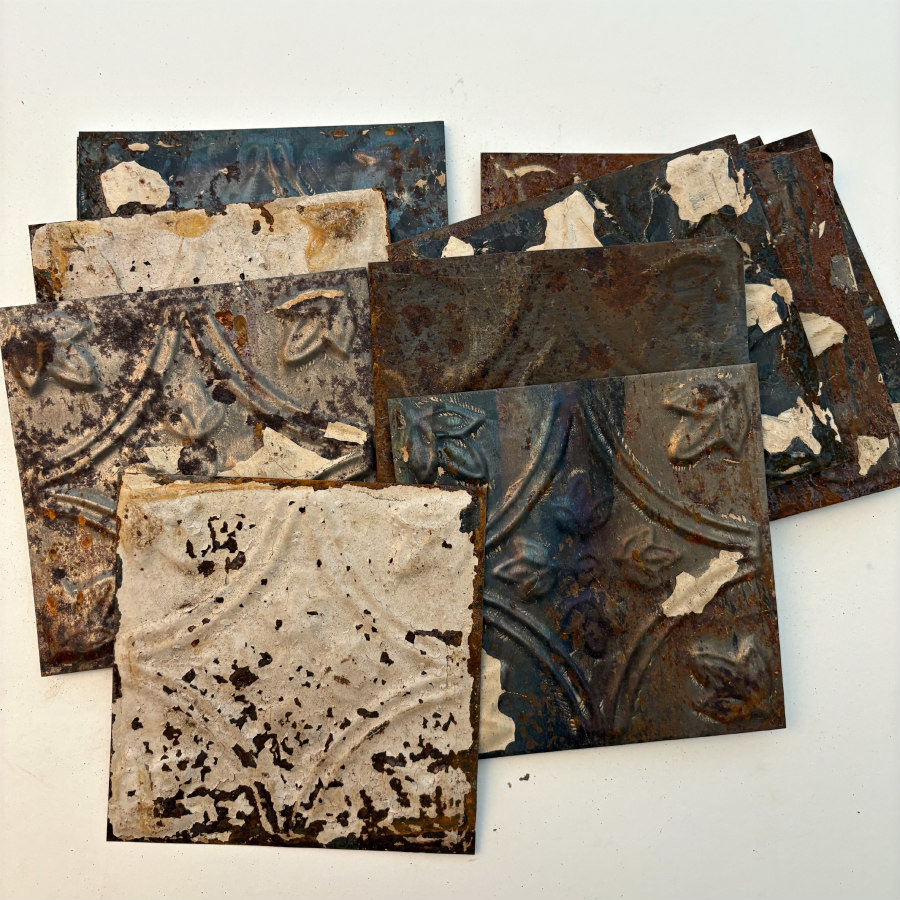 Vintage Pressed Ceiling Tin: Rounded Diamond Pattern