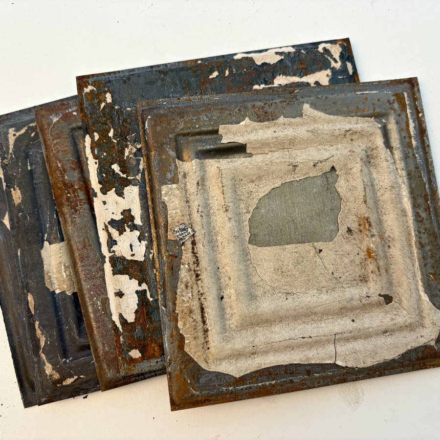 Vintage Pressed Ceiling Tin: Geometric Pattern