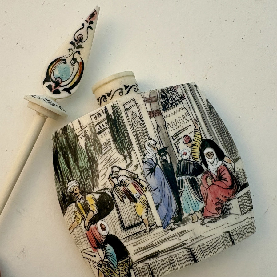 Vintage Turkish Hand Painted Perfume Bottle