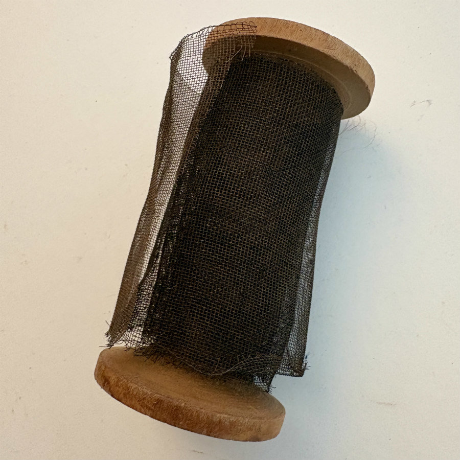 SOLD: Vintage Wooden Spool Wrapped with Rusted Mesh