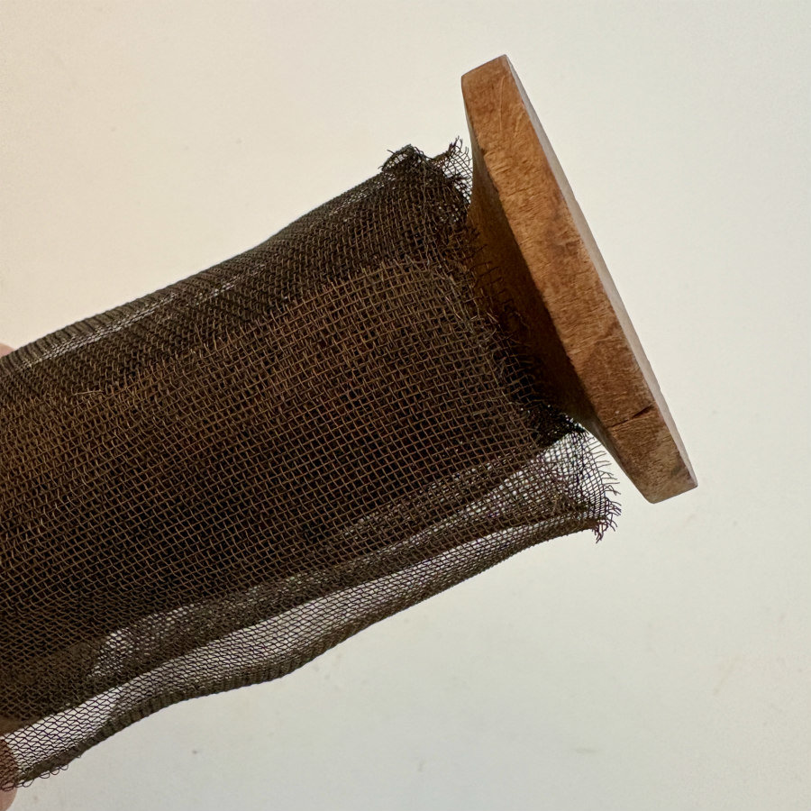 SOLD: Vintage Wooden Spool Wrapped with Rusted Mesh