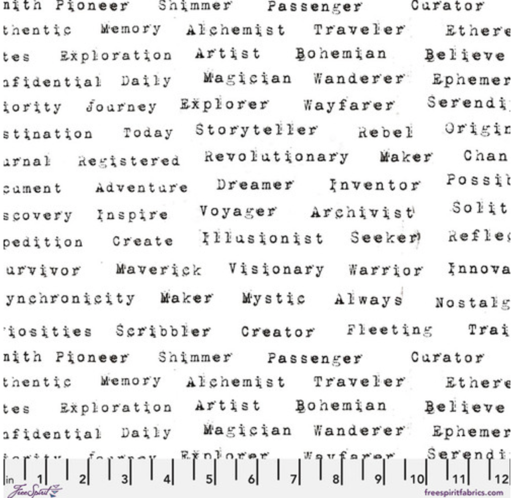 FreeSpirit Writing on the Wall Fabric 1/2 Yard Cut: Stamped