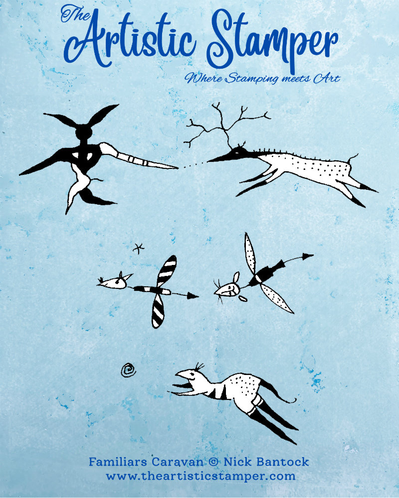 Nick Bantock Cling Rubber Stamp Trio: Familiars Caravan